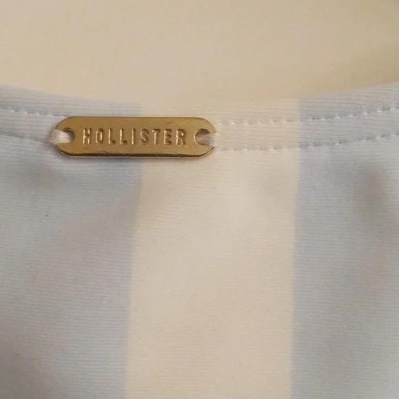 Hollister Swim One Piece Swimsuit Women Sz S White Blue Tie Front Cut Out - Picture 6 of 10